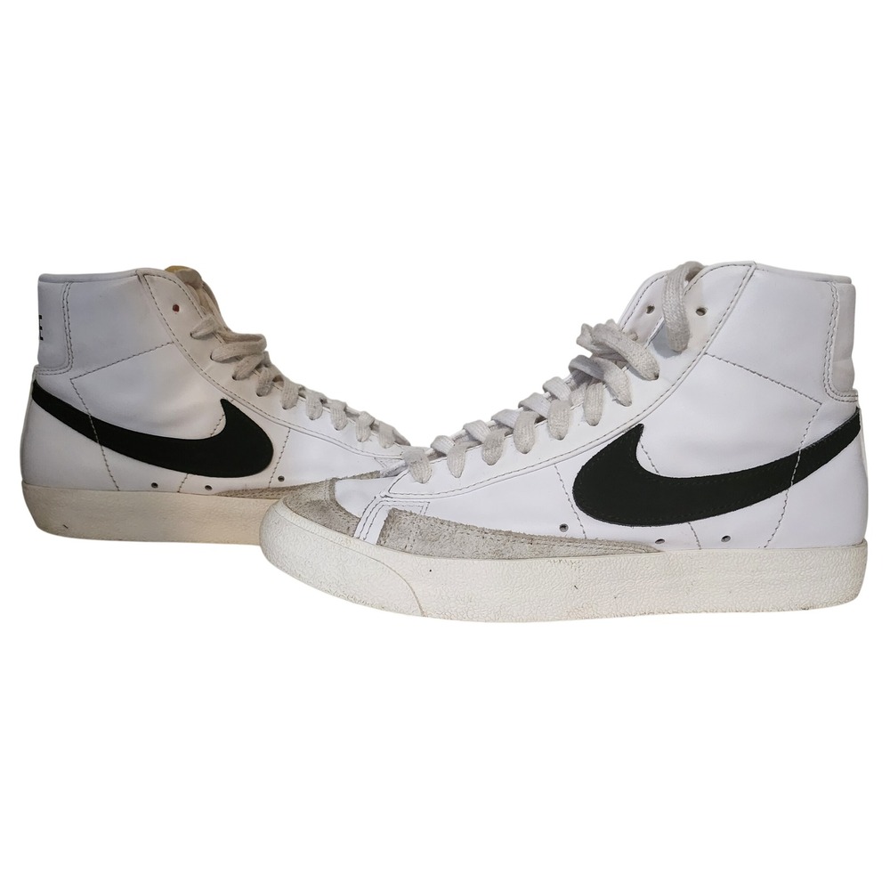 Nike Blazer High Top Sneakers White Black Swoosh Casual Shoes Size 7